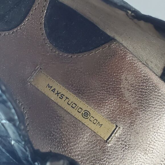 Max Studio Women Mary Jane Pump Size 9.5 Snakeskin Gray Silver Retro Strap Heels - Picture 7 of 9